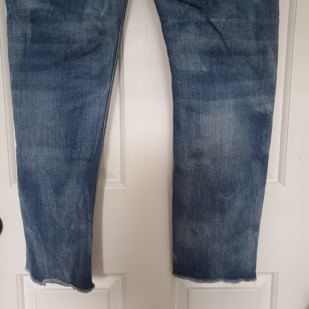 AE American Eagle Tomgirl ripped up blue jeans 10 regular distressed stretchy - Picture 8 of 9